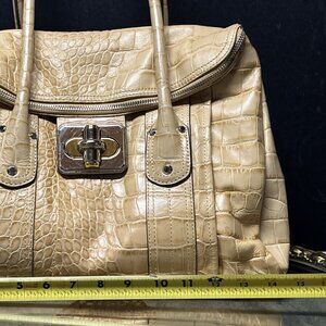 Genuine Leather Crocodile Embossed Crocodile Embossed Shoulder Tote  14”